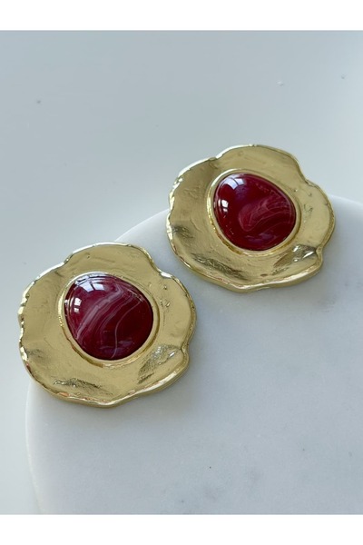 CHARMLUCKY أقراط فولاذية مطلية بالذهب