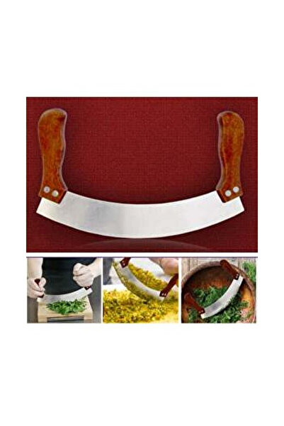 abnturk Ahşap Çift Saplı Zırh Bıçak 24 cm Doğrayıcı