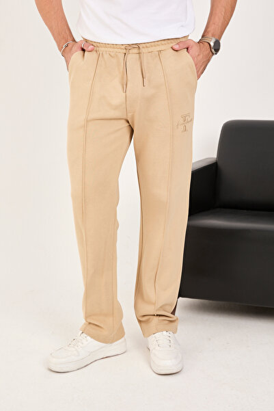 IMPOSING JNS Men's Baggy Comfortable Fit 3 Thread Beige Sweatpants