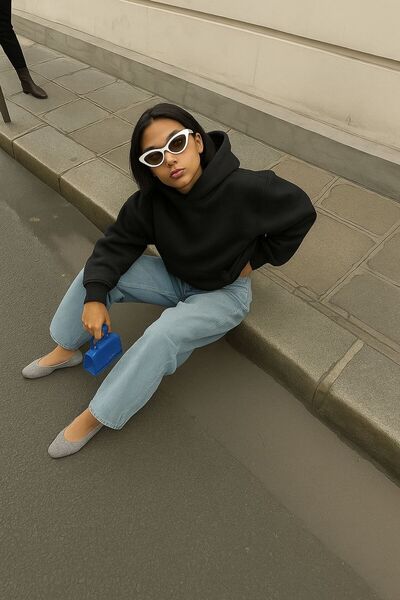 BENROMA Unprinted Solid Unisex Hooded Sweatshirt