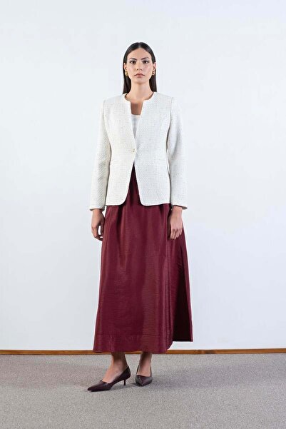 Spazio Entwisle Yakasız Tek Düğme Flota Cep Ceket KREM