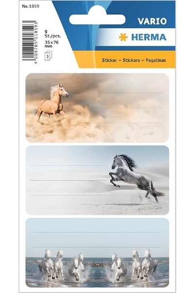 Herma School labels, Horses, 76x35mm, 9 pieces