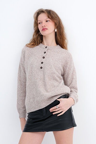 Addax Düğmeli Triko Kazak K2464