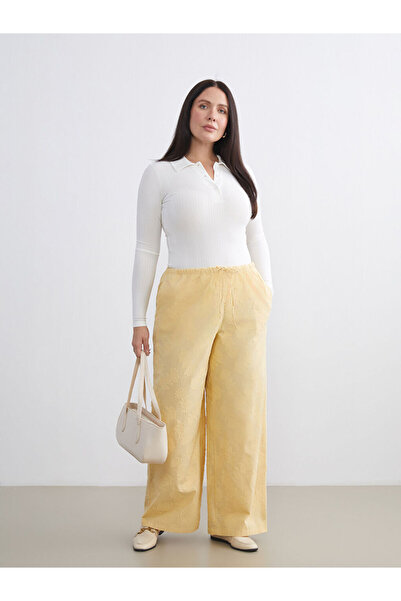 LC Waikiki Patterned Wide Leg Women's Trousers with Elastic Waist