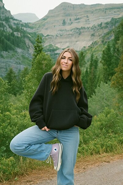 E-ROMA سترة رياضية بقلنسوة كبيرة الحجم للجنسين