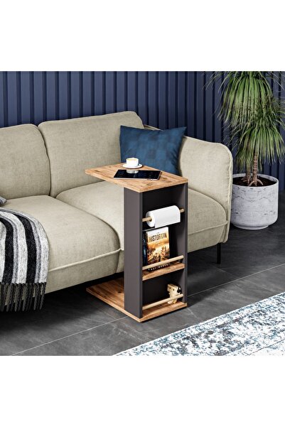 AYZ Modern Ergonomik Sehpa, Tekerlekli ve Raflı Sehpa, Kanepe Sehpası, C Sehp...