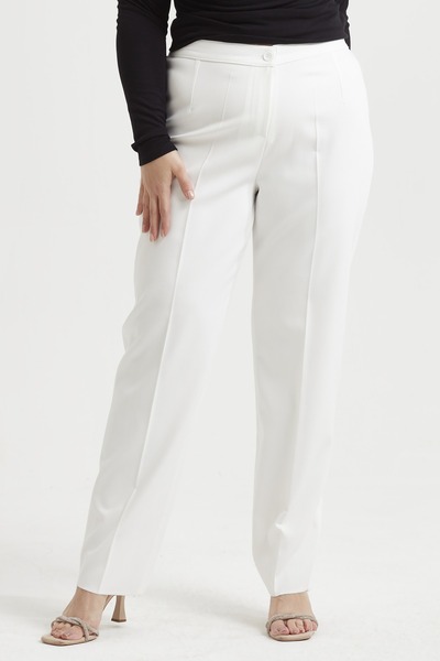 Moda Alba Білі резинові великі класичні штани з тканини