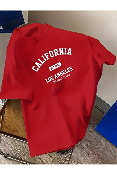 FUFLUNS California Los Angeles Printed Unisex Women/Men Oversize Circleneck T-Shirt