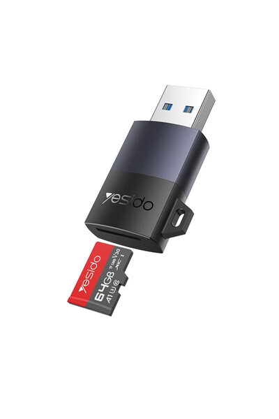 Yesido USB-to-TF Card Reader, Black, GS36
