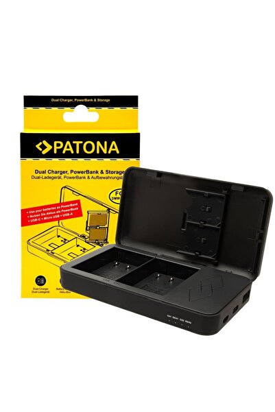 Patona Încărcător dual DMW-BLK22 cu funcție Power Bank și spațiu pentru 2 car...
