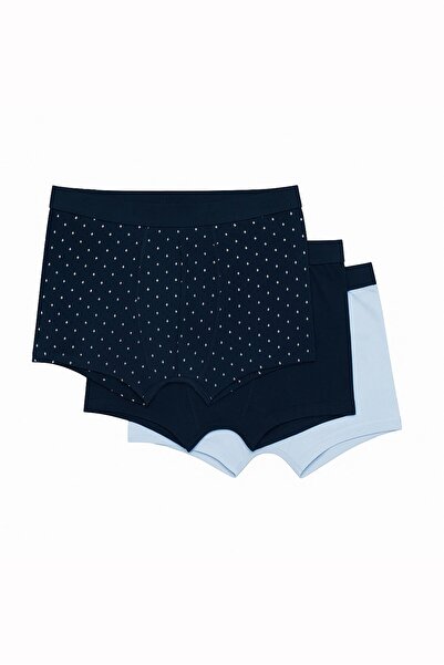 OBJE Erkek Lacivert Üzeri Kaktüs Desen 3'lü Boxer