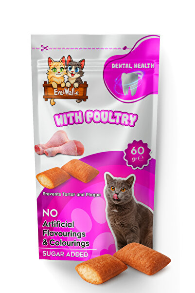 Eva & Wall-e Tavuklu (Dental) Kedi Ödül Maması 60 g | Plak ve Tartar Karşıtı Krem Dolgulu Çıtır Atıştırmalık