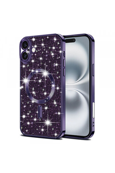 Apple Husa MagSafe pentru iPhone 16 Plus, Techsuit, Luxury Glitter, Mov Inchis