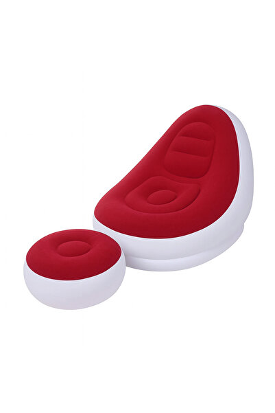 NEXTLY Inflatable Velvet Comfort Set: Ergonomic Armchair & Footstool for Indoor/Outdoor Serenity