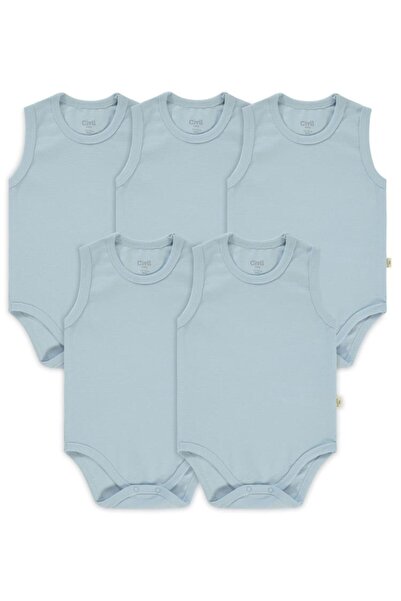 Civil Baby Organic 5-Pack Zero Sleeve 1-3 Years Snap Fastener Bodysuit - Blue 2-3 Years