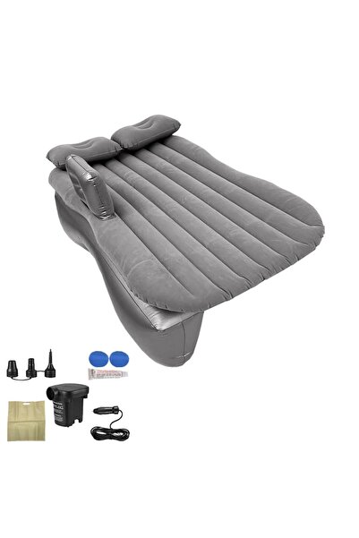 NEXTLY Set saltea auto gonflabilă cu pompă și perne, 130x80cm, suportă 136kg, gri