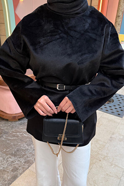 LOCCO Women's Belt Detail Tunic Black