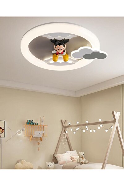 Apliqa HubRom LED ceiling light, MODDY, with Mickey pattern for children's room 8024-01 55x8 cm White / Gray