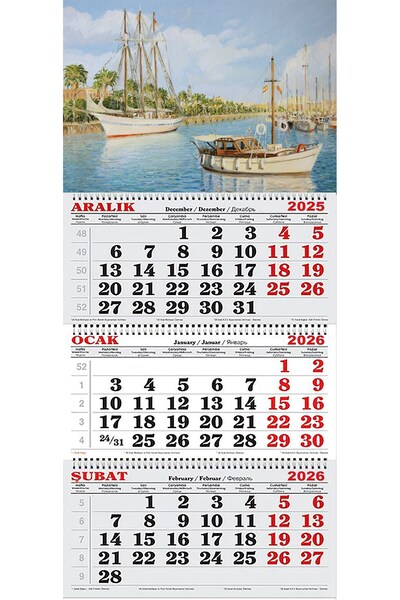 GENC DIJITAL BASKI 2026 Yılı Gemici Takvimi-YAĞLI TABLO GEMİ