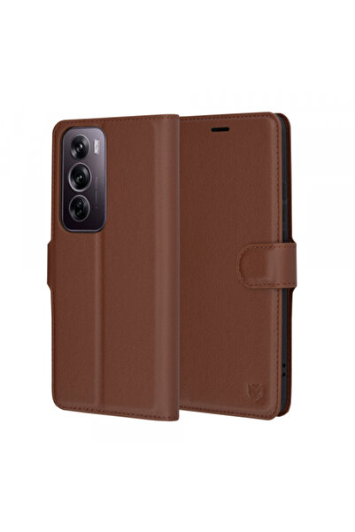 OPPO Husa pentru Reno12 Pro, Techsuit, Leather Folio, Maro