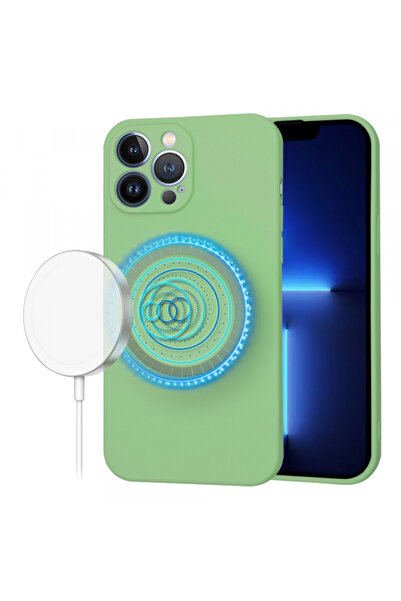 Apple Husa MagSafe pentru iPhone 13 Pro Max, Techsuit, SoftFlex, Verde Deschis