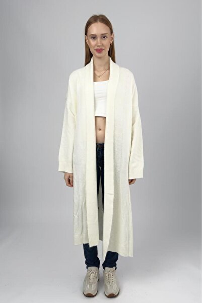 Betimoda Women's Shawl Collar Long Knit Cardigan Ecru