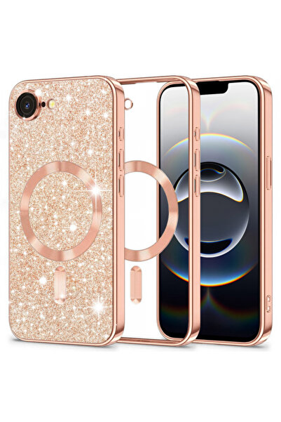 Apple Husa MagSafe pentru iPhone 16e, Techsuit, Luxury Glitter, Roz Aurie