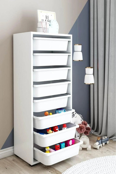 DEKOZUM KİDS Oyuncak Dolabı Çok Amaçlı Dekoratif Oyuncak Box Sepetli Dolap 8 ...