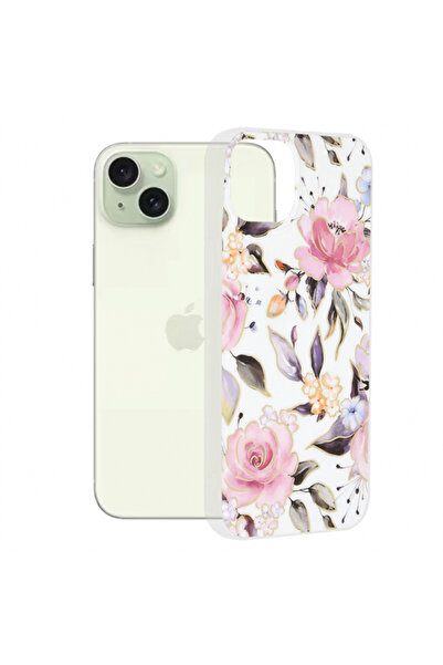 Apple Husa pentru iPhone 15 Plus, Techsuit, Marble, Alba