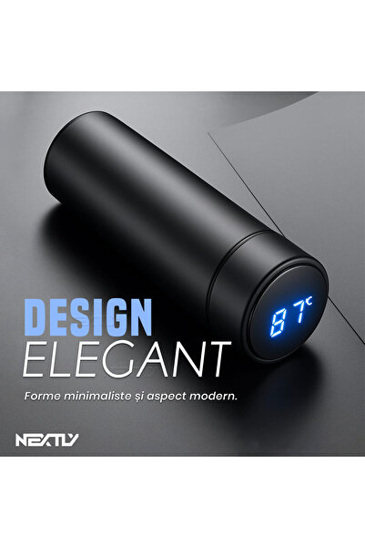 NEXTLY Digital Temperature Display Thermos, IPX7, Stainless Steel, 500ml, Red
