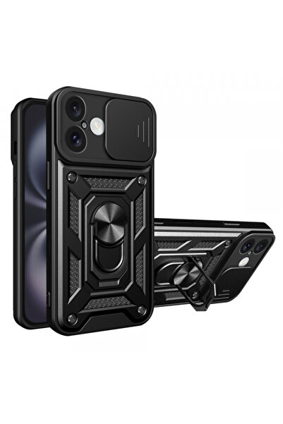 Apple Калъф за iPhone 16, Techsuit, CamShield, Черен