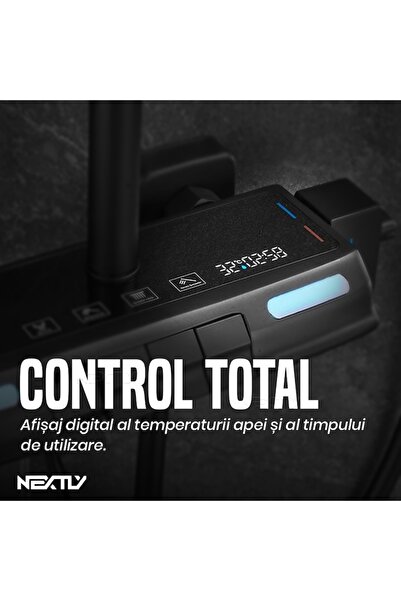 NEXTLY Deluxe Inox Shower Column with Digital LED Display, Anthracite Grey