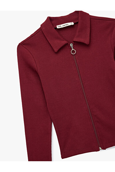 Koton Zippered Slim Fit Shirt Collar Camisole Long Sleeve T-Shirt