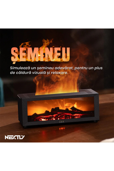 NEXTLY FlameGlow Ultrasonic Aromatherapy Diffuser with LED & Remote Control, USB-C, 150ml, White