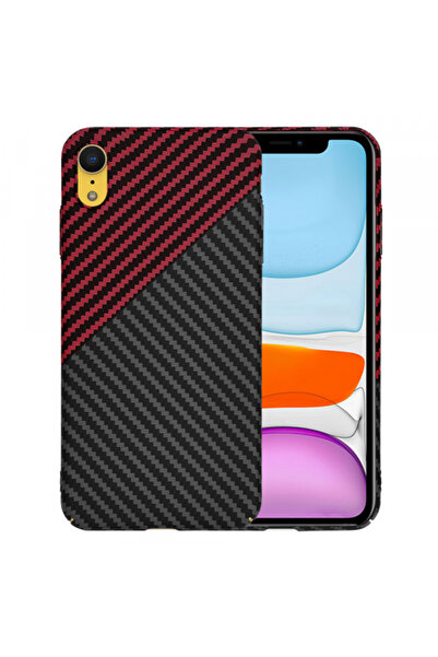 Apple iPhone XR Case, Techsuit, Carbonite FiberShell, Black Red
