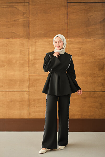 LOCCO Kadın Nakış Detay Takım Siyah