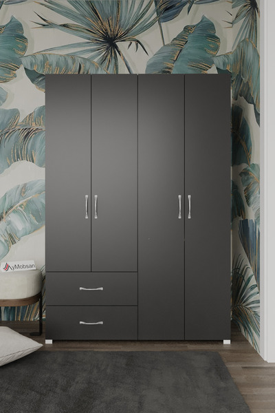 AYMOBSAN Mavera 4 Kapaklı 2 Çekmeceli Gardrop, 120