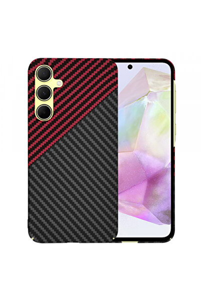 Samsung Case for Galaxy A35 5G A356, Techsuit, Carbonite FiberShell, Black Red