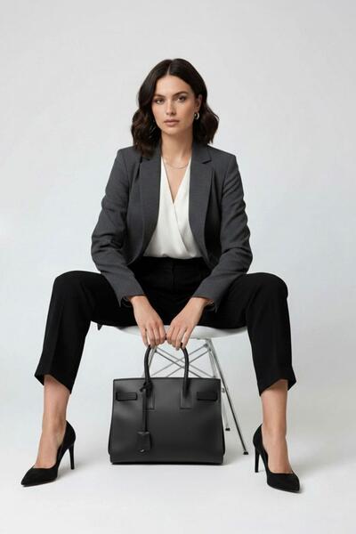 Deriderim Black Genuine Leather Tote Bag