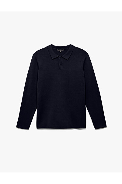 Koton Πλεκτό πουλόβερ με μακρύ μανίκι με κουμπιά και λαιμόκοψη πόλο