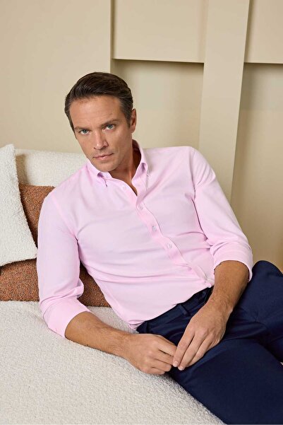 RUFELLI Ανδρικό πουκάμισο Oxford με κουμπιά στο γιακά, στενή γραμμή