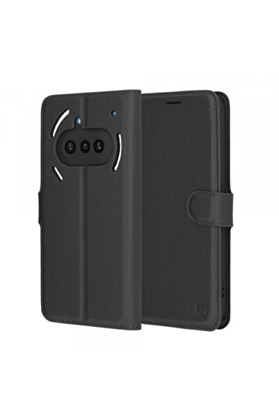 NOTHING Husa pentru Phone (3a), Techsuit, Leather Folio, Neagra