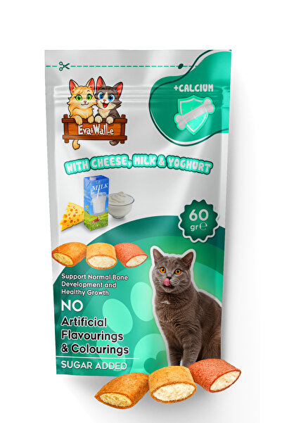 Eva & Wall-e Little Paws Genç Kedi Ödül Maması 60 g | Kalsiyum ve Taurin Destekli Krem Dolgulu Çıtır Atıştırmalık