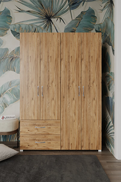 AYMOBSAN Mavera 4 Kapaklı 2 Çekmeceli Gardrop, 120