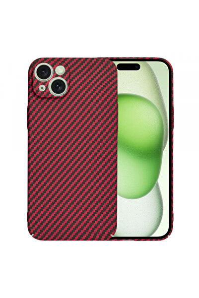 Apple iPhone 15 Plus Case, Techsuit, Carbonite FiberShell, Red