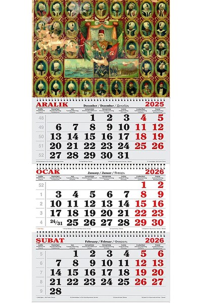 GENC DIJITAL BASKI 2026 Yılı Gemici Takvimi-OSMANLI PADİŞAHLARI