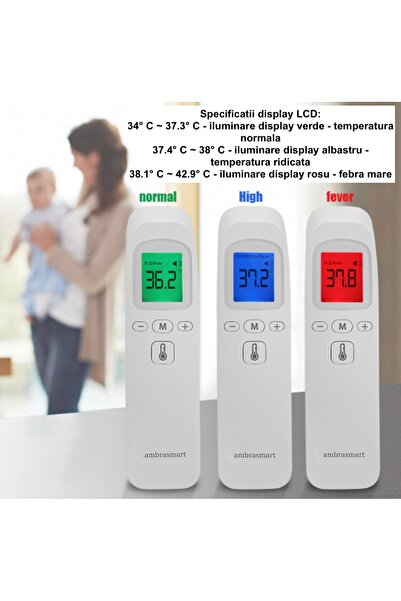 ambrasmart Ambrasmart non-contact digital thermometer, white, precise, hygienic measurement and clear LCD display