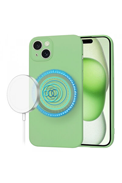 Apple Husa MagSafe pentru iPhone 15 Plus, Techsuit, SoftFlex, Verde Deschis