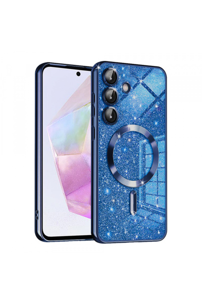 Samsung MagSafe калъф за Galaxy A35 5G A356, Techsuit, луксозен блясък, син
