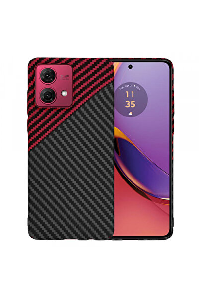 Motorola Moto G84 Case, Techsuit, Carbonite FiberShell, Black Red